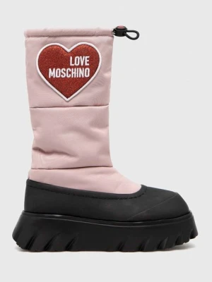 Love Moschino śniegowce kolor różowy