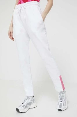 Love Moschino spodnie dresowe bawełniane kolor biały gładkie