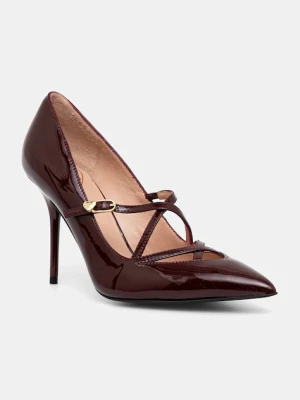 Love Moschino szpilki skórzane kolor bordowy JA10319G1NIH0556