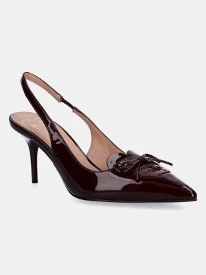 Love Moschino szpilki skórzane kolor bordowy JA10517G0NIH0556