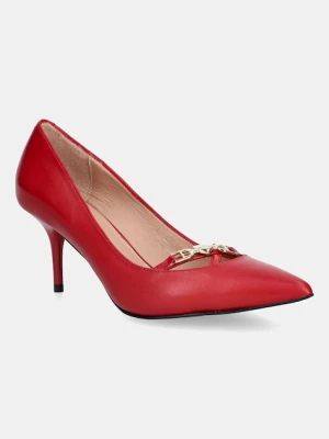 Love Moschino szpilki skórzane kolor czerwony JA10277G1NIA0500