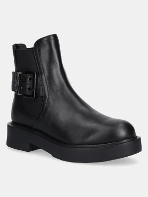Love Moschino sztyblety skórzane damskie kolor czarny na platformie JA24054G1NIAX000