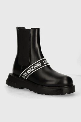 Love Moschino sztyblety skórzane damskie kolor czarny na platformie JA24104G1LIA0000