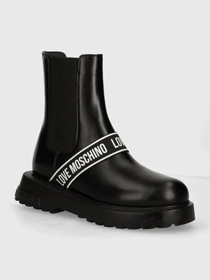 Love Moschino sztyblety skórzane damskie kolor czarny na platformie JA24104G1LIA0000