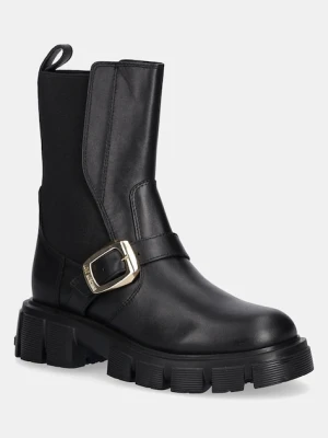 Love Moschino sztyblety skórzane damskie kolor czarny na platformie JA24105G1NIA0000