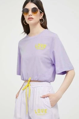 Love Moschino t-shirt bawełniany kolor fioletowy