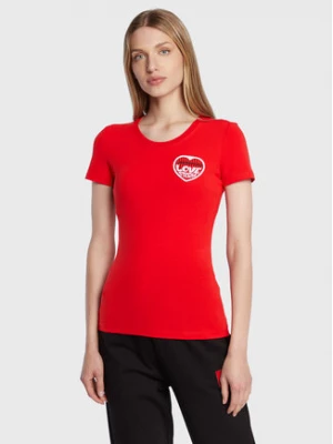 LOVE MOSCHINO T-Shirt W4H1980E 1951 Czerwony Slim Fit