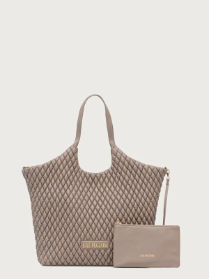 Love Moschino torebka shopper damska z imitacji skóry beżowy