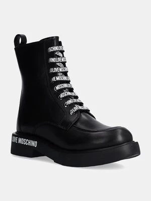 Love Moschino workery skórzane damskie kolor czarny na platformie JA24214G0LIA0000