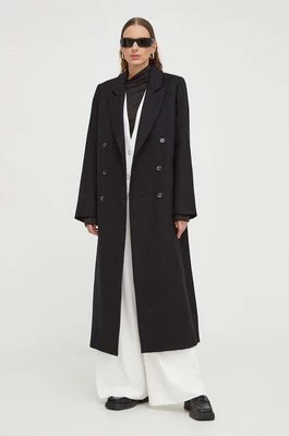 Lovechild płaszcz wełniany kolor czarny przejściowy dwurzędowy 9294195