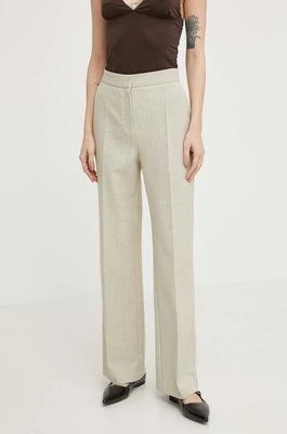 Lovechild spodnie damskie kolor beżowy proste high waist 24-2-511-2020