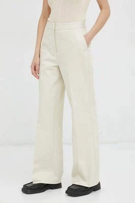 Lovechild spodnie damskie kolor beżowy szerokie high waist