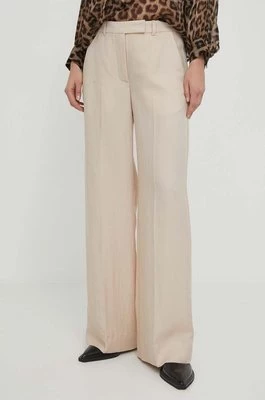 Lovechild spodnie damskie kolor beżowy szerokie high waist