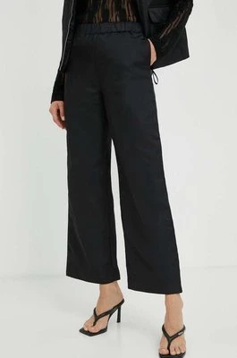 Lovechild spodnie damskie kolor czarny szerokie high waist