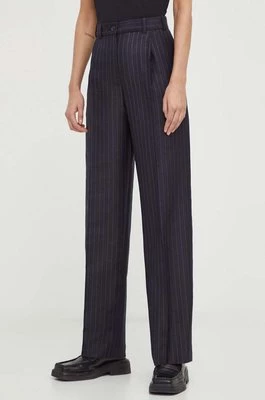 Lovechild spodnie wełniane kolor czarny szerokie high waist 5124194