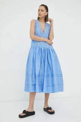 Lovechild sukienka kolor niebieski midi rozkloszowana