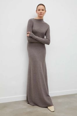 Lovechild sukienka wełniana kolor szary maxi prosta 7894157