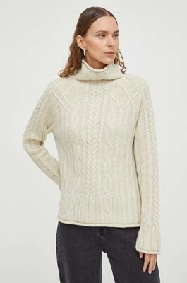 Lovechild sweter wełniany damski kolor beżowy z golfem 8814164