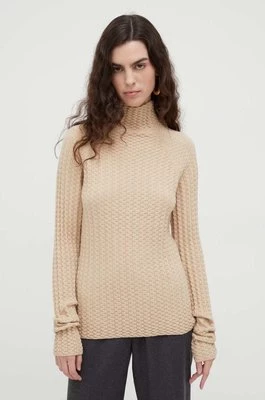 Lovechild sweter z domieszką wełny damski kolor beżowy lekki z półgolfem