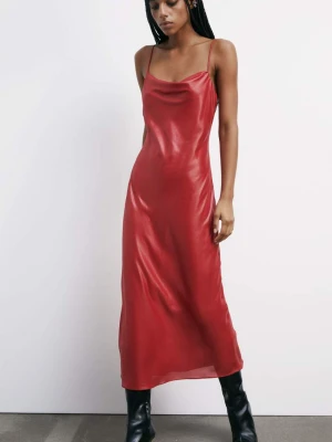 Lśniąca sukienka midi z ramiączkami PATRIZIA PEPE