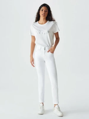 LTB Dżinsy "Molly" - Skinny fit - w kolorze białym rozmiar: W26/L34