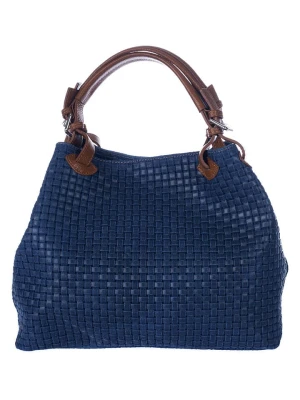 Lucca Baldi Skórzana torebka "Fosdinovo" w kolorze granatowym - 45 x 37 x 15 cm rozmiar: onesize