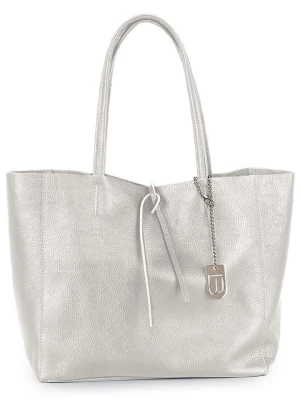 Lucca Baldi Skórzana torebka "Spoleto" w kolorze srebrnym - 34 x 28 x 14 cm rozmiar: onesize