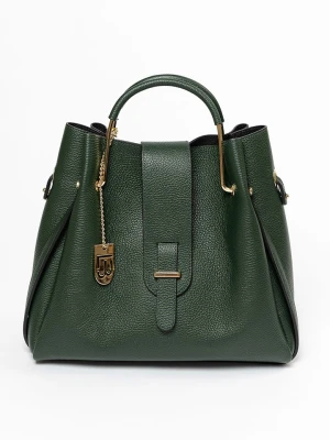 Lucca Baldi Skórzana torebka "Vinci" w kolorze ciemnozielonym - 33 x 28 x 13 cm rozmiar: onesize