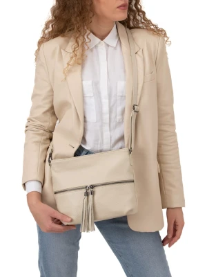 Lucca Baldi Skórzana torebka w kolorze beżowym - 36 x 23 x 10 cm rozmiar: onesize