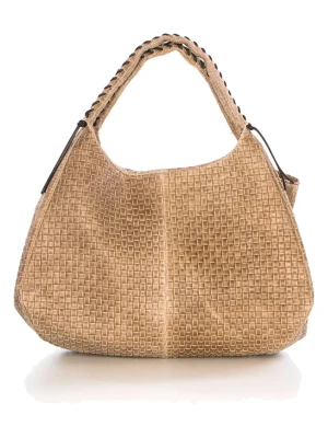 Lucca Baldi Skórzany shopper bag "Pitigliano" w kolorze beżowym - 41 x 34 x 30 cm rozmiar: onesize