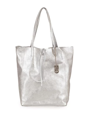 Lucca Baldi Skórzany shopper bag w kolorze srebrnym - 28 x 34 x 14 cm rozmiar: onesize