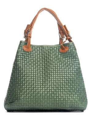 Lucca Baldi Skórzany shopper bag w kolorze zielonym - 37 x 45 x 15 cm rozmiar: onesize