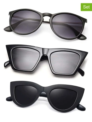 Lucky Bees Damskie okulary przeciwsłoneczne (3 szt.) w kolorze czarnym rozmiar: onesize