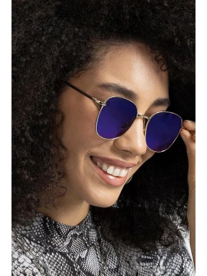 Lucky Bees Damskie okulary przeciwsłoneczne w kolorze złoto-niebieskim rozmiar: onesize