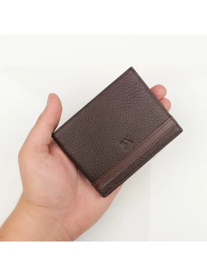 Lucky Bees Skórzany portfel w kolorze brązowym - 11 x 8 cm rozmiar: onesize