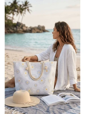 Lucky Bees Torba plażowa w kolorze białym - 56 x 35 x 15 cm rozmiar: onesize