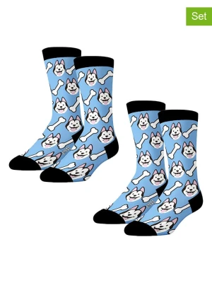 Lucky Socks Skarpety (2 pary) w kolorze błękitno-biało-czarnym rozmiar: 41-46