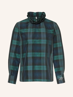 Luis Trenker Bluzka Lufiamma Z Falbankami I Ozdobnymi Kamykami blau