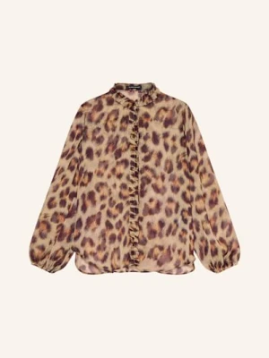 Luisa Cerano Bluzka Jedwabna Z Falbankami beige