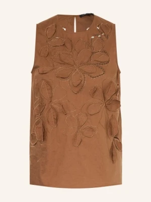 Luisa Cerano Bluzka Z Ażurową Koronką braun