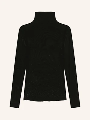 Luisa Cerano Koszulka Z Długim Rękawem Z Siateczki Z Ozdobnymi Kamykami schwarz