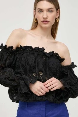 Luisa Spagnoli bluzka damska kolor czarny gładka