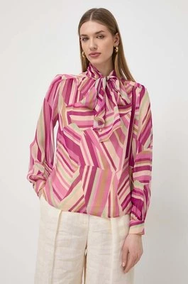 Luisa Spagnoli bluzka jedwabna kolor fioletowy wzorzysta