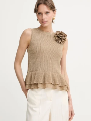 Luisa Spagnoli bluzka z falbanką damska z wiskozą Zanella