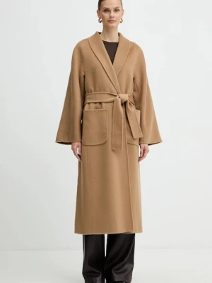 Luisa Spagnoli płaszcz wełniany kolor brązowy 542325