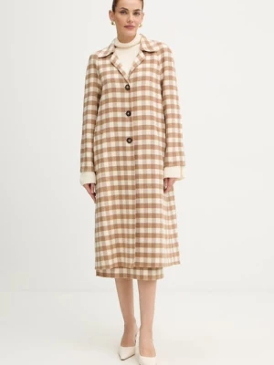 Luisa Spagnoli płaszcz z dodatkiem wełny kolor beżowy 542670