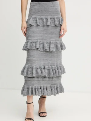 Luisa Spagnoli spódnica wełniana kolor szary midi prosta 100223