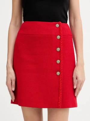 Luisa Spagnoli spódnica z dodatkiem wełny kolor czerwony mini rozkloszowana 542722