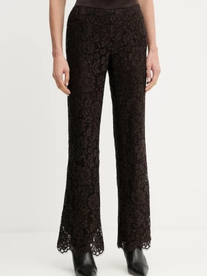 Luisa Spagnoli spodnie damskie kolor brązowy proste high waist 542346