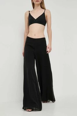Luisa Spagnoli spodnie jedwabne kolor czarny szerokie high waist